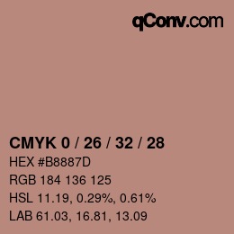 颜色代码: CMYK 0 / 26 / 32 / 28 | qconv.com