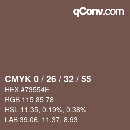 カラーコード: CMYK 0 / 26 / 32 / 55 | qconv.com