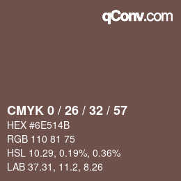 カラーコード: CMYK 0 / 26 / 32 / 57 | qconv.com