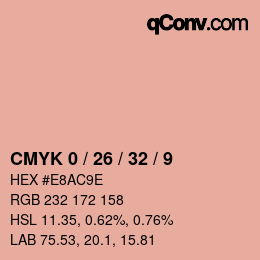 カラーコード: CMYK 0 / 26 / 32 / 9 | qconv.com