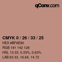 Code couleur: CMYK 0 / 26 / 33 / 25 | qconv.com
