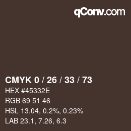 Color code: CMYK 0 / 26 / 33 / 73 | qconv.com