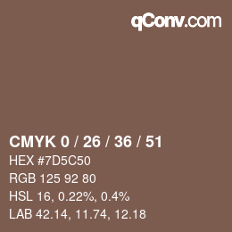 Farbcode: CMYK 0 / 26 / 36 / 51 | qconv.com