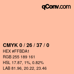 カラーコード: CMYK 0 / 26 / 37 / 0 | qconv.com