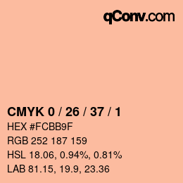 カラーコード: CMYK 0 / 26 / 37 / 1 | qconv.com