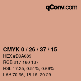 カラーコード: CMYK 0 / 26 / 37 / 15 | qconv.com