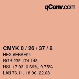 カラーコード: CMYK 0 / 26 / 37 / 8 | qconv.com