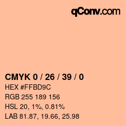 カラーコード: CMYK 0 / 26 / 39 / 0 | qconv.com