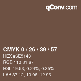 カラーコード: CMYK 0 / 26 / 39 / 57 | qconv.com