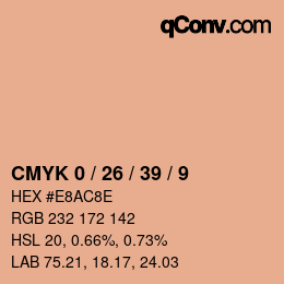 颜色代码: CMYK 0 / 26 / 39 / 9 | qconv.com