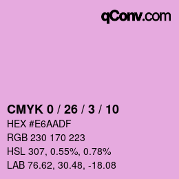 カラーコード: CMYK 0 / 26 / 3 / 10 | qconv.com