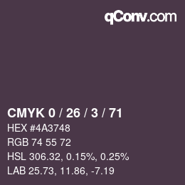 Color code: CMYK 0 / 26 / 3 / 71 | qconv.com