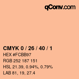 カラーコード: CMYK 0 / 26 / 40 / 1 | qconv.com
