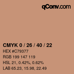 Color code: CMYK 0 / 26 / 40 / 22 | qconv.com