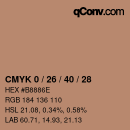 Farbcode: CMYK 0 / 26 / 40 / 28 | qconv.com