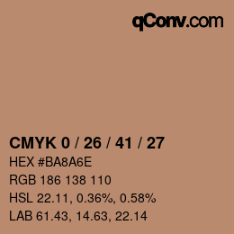 颜色代码: CMYK 0 / 26 / 41 / 27 | qconv.com