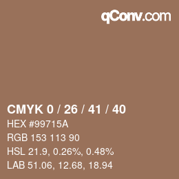 颜色代码: CMYK 0 / 26 / 41 / 40 | qconv.com