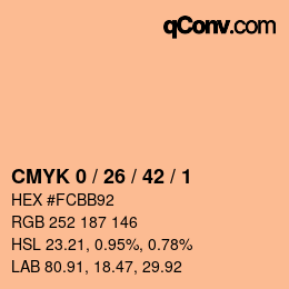 カラーコード: CMYK 0 / 26 / 42 / 1 | qconv.com