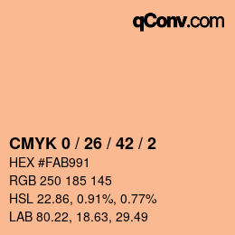 Color code: CMYK 0 / 26 / 42 / 2 | qconv.com
