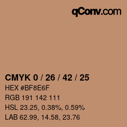 Color code: CMYK 0 / 26 / 42 / 25 | qconv.com