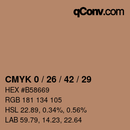 カラーコード: CMYK 0 / 26 / 42 / 29 | qconv.com
