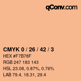 カラーコード: CMYK 0 / 26 / 42 / 3 | qconv.com