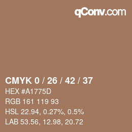 カラーコード: CMYK 0 / 26 / 42 / 37 | qconv.com