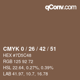カラーコード: CMYK 0 / 26 / 42 / 51 | qconv.com