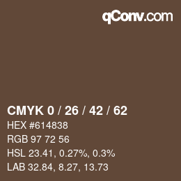 カラーコード: CMYK 0 / 26 / 42 / 62 | qconv.com