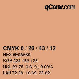 Color code: CMYK 0 / 26 / 43 / 12 | qconv.com