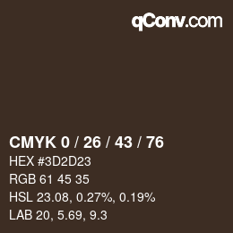 カラーコード: CMYK 0 / 26 / 43 / 76 | qconv.com