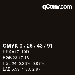 カラーコード: CMYK 0 / 26 / 43 / 91 | qconv.com