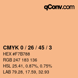 Color code: CMYK 0 / 26 / 45 / 3 | qconv.com