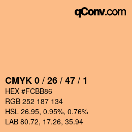 Color code: CMYK 0 / 26 / 47 / 1 | qconv.com