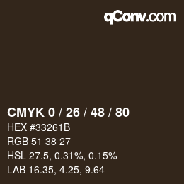 カラーコード: CMYK 0 / 26 / 48 / 80 | qconv.com