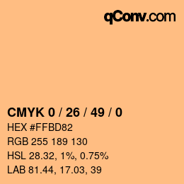 Color code: CMYK 0 / 26 / 49 / 0 | qconv.com