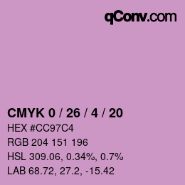 カラーコード: CMYK 0 / 26 / 4 / 20 | qconv.com