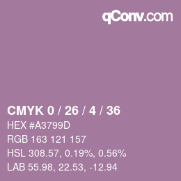 カラーコード: CMYK 0 / 26 / 4 / 36 | qconv.com