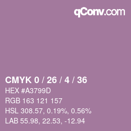 カラーコード: CMYK 0 / 26 / 4 / 36 | qconv.com