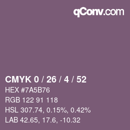 Color code: CMYK 0 / 26 / 4 / 52 | qconv.com