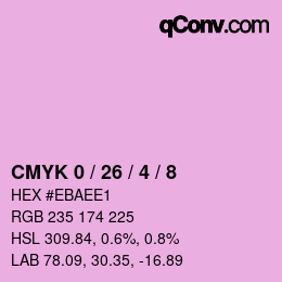 カラーコード: CMYK 0 / 26 / 4 / 8 | qconv.com