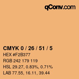 Color code: CMYK 0 / 26 / 51 / 5 | qconv.com