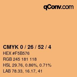 カラーコード: CMYK 0 / 26 / 52 / 4 | qconv.com