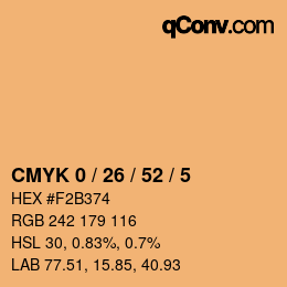 カラーコード: CMYK 0 / 26 / 52 / 5 | qconv.com