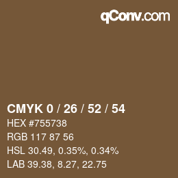 Color code: CMYK 0 / 26 / 52 / 54 | qconv.com