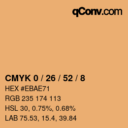 カラーコード: CMYK 0 / 26 / 52 / 8 | qconv.com