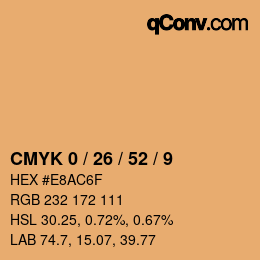 カラーコード: CMYK 0 / 26 / 52 / 9 | qconv.com