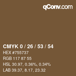 Color code: CMYK 0 / 26 / 53 / 54 | qconv.com