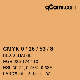 Farbcode: CMYK 0 / 26 / 53 / 8 | qconv.com