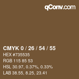 Color code: CMYK 0 / 26 / 54 / 55 | qconv.com